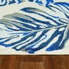 10'x13' Grey Blue Machine Woven Tropical Leaves Indoor Area Rug - Image 2
