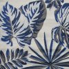 10'x13' Grey Blue Machine Woven Tropical Leaves Indoor Area Rug - Image 4