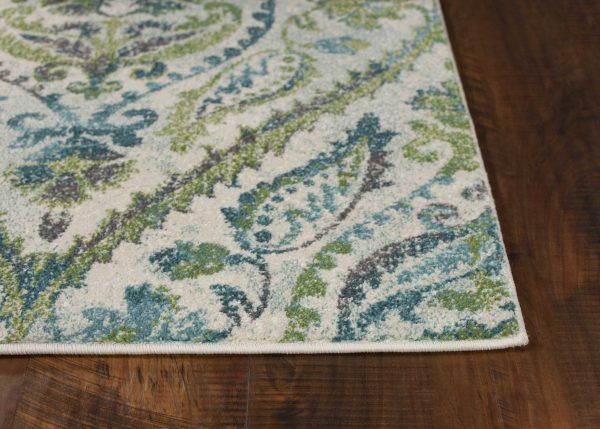 9' x 13'  Polypropylene Ivory or Teal Area Rug - Image 4