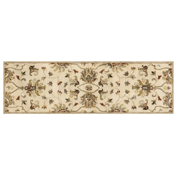 2' x 7' Champagne Floral Vine Wool Runner Rug - Image 2