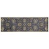 7' Midnight Blue Hand Tufted Wool Traditional Floral Indoor Runner Rug - Image 2