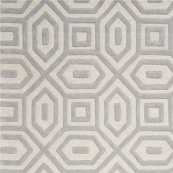 3'x5' Grey Hand Tufted Geometric Indoor Area Rug - Image 2