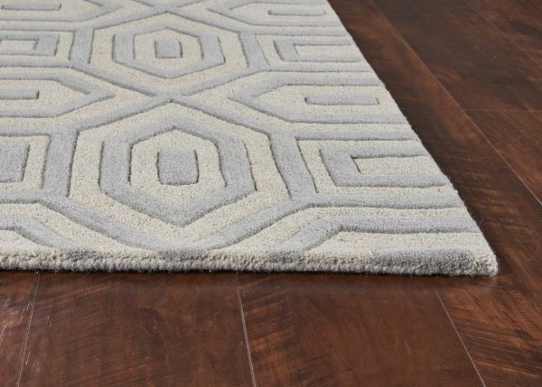 3'x5' Grey Hand Tufted Geometric Indoor Area Rug - Image 3