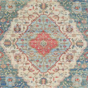 5' x 7' Blue or Red Vintage Diamond Jute Area Rug