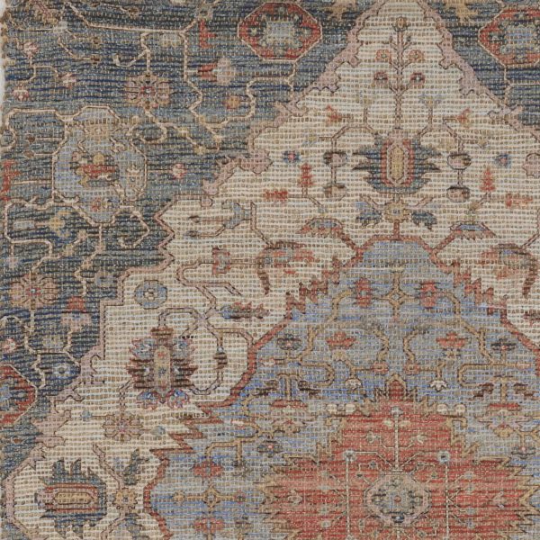 5' x 7' Blue or Red Vintage Diamond Jute Area Rug - Image 4