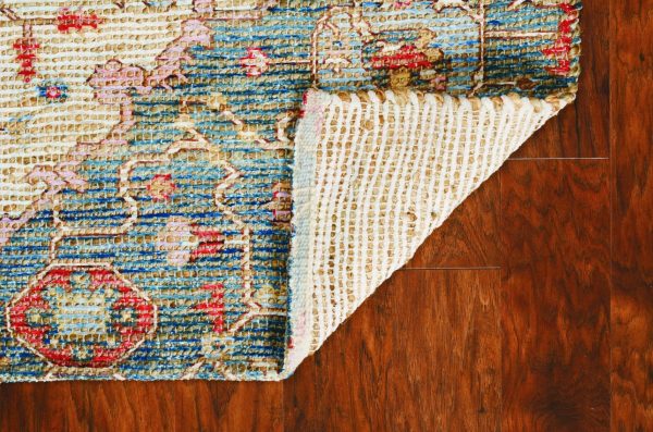 5' x 7' Blue or Red Vintage Diamond Jute Area Rug - Image 5