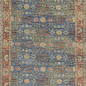 5'x7' Blue Red Hand Woven Floral Traditional Indoor Area Rug