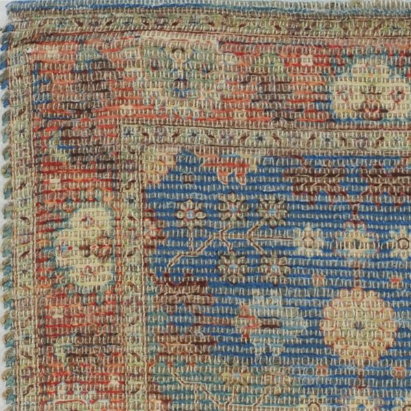 5'x7' Blue Red Hand Woven Floral Traditional Indoor Area Rug - Image 2