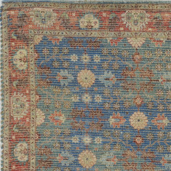 5'x7' Blue Red Hand Woven Floral Traditional Indoor Area Rug - Image 3