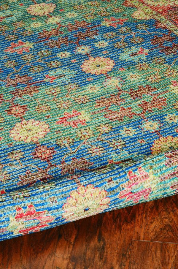 5'x7' Blue Red Hand Woven Floral Traditional Indoor Area Rug - Image 5