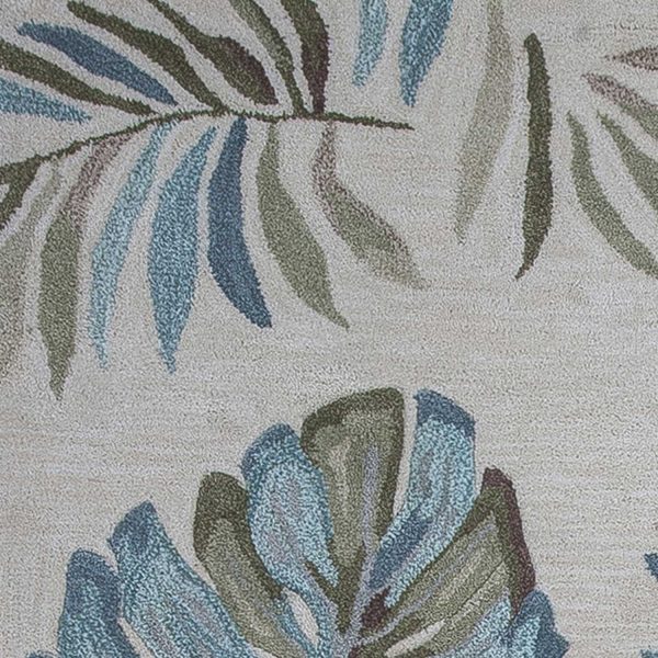 3'x5' Ivory Hand Tufted Tropical Leaves Indoor Area Rug - Image 2
