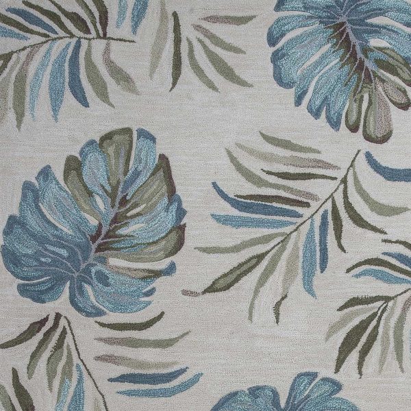 3'x5' Ivory Hand Tufted Tropical Leaves Indoor Area Rug - Image 3