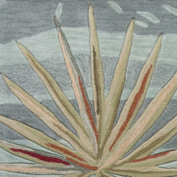 3'x5' Seafoam Green Hand Tufted Tropical Plants Round Indoor Area Rug - Image 2