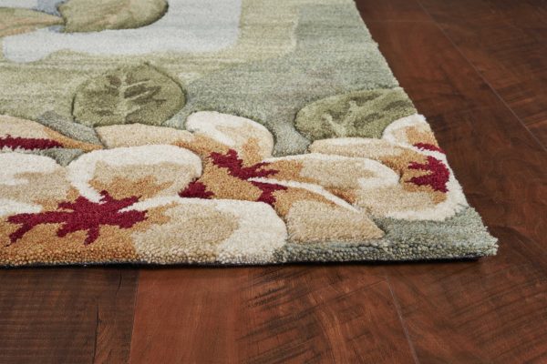 3'x5' Blue Sage Hand Tufted Tropical Plants Indoor Area Rug - Image 2