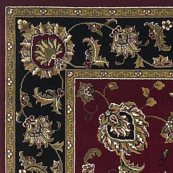 5'x8' Red Black Machine Woven Floral Traditional Indoor Area Rug - Image 2