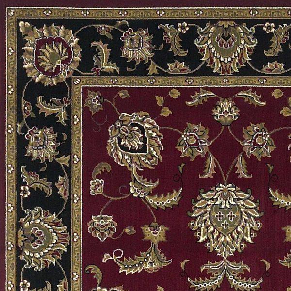5'x8' Red Black Machine Woven Floral Traditional Indoor Area Rug - Image 3