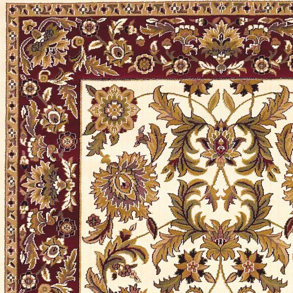 5'x8' Ivory Red Machine Woven Floral Traditional Indoor Area Rug - Image 3