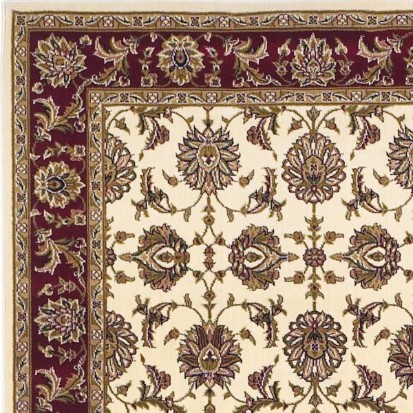5'x8' Ivory Red Machine Woven Floral Traditional Indoor Area Rug - Image 3