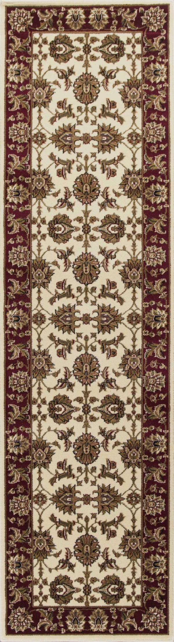 5'x8' Ivory Red Machine Woven Floral Traditional Indoor Area Rug - Image 5