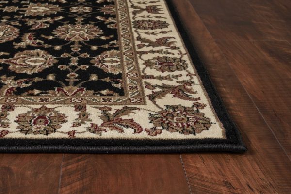5' x 8' Black or Ivory Floral Bordered Area Rug - Image 4