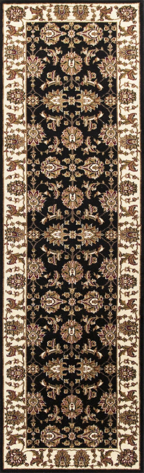 5' x 8' Black or Ivory Floral Bordered Area Rug - Image 5