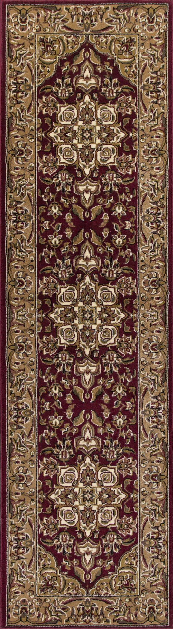 5'x8' Red Beige Machine Woven Floral Medallion Indoor Area Rug - Image 2