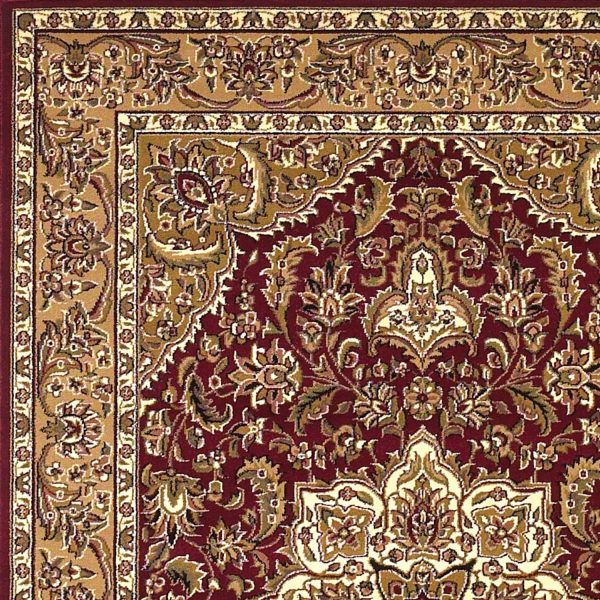 5'x8' Red Beige Machine Woven Floral Medallion Indoor Area Rug - Image 4
