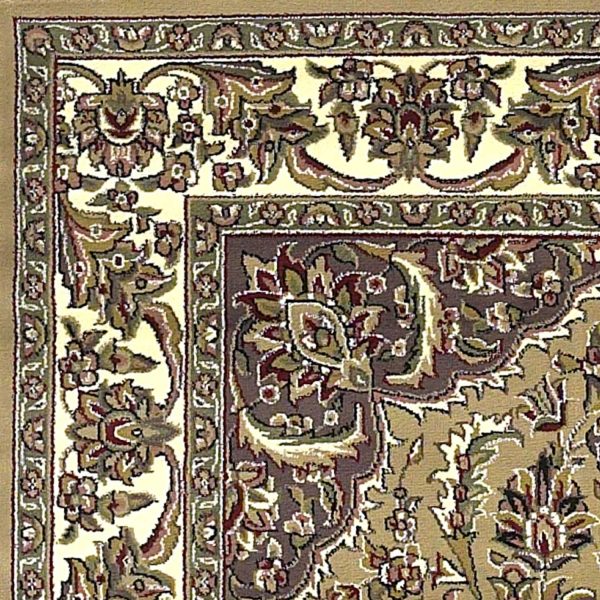 5'x8' Beige Ivory Machine Woven Floral Medallion Indoor Area Rug - Image 2
