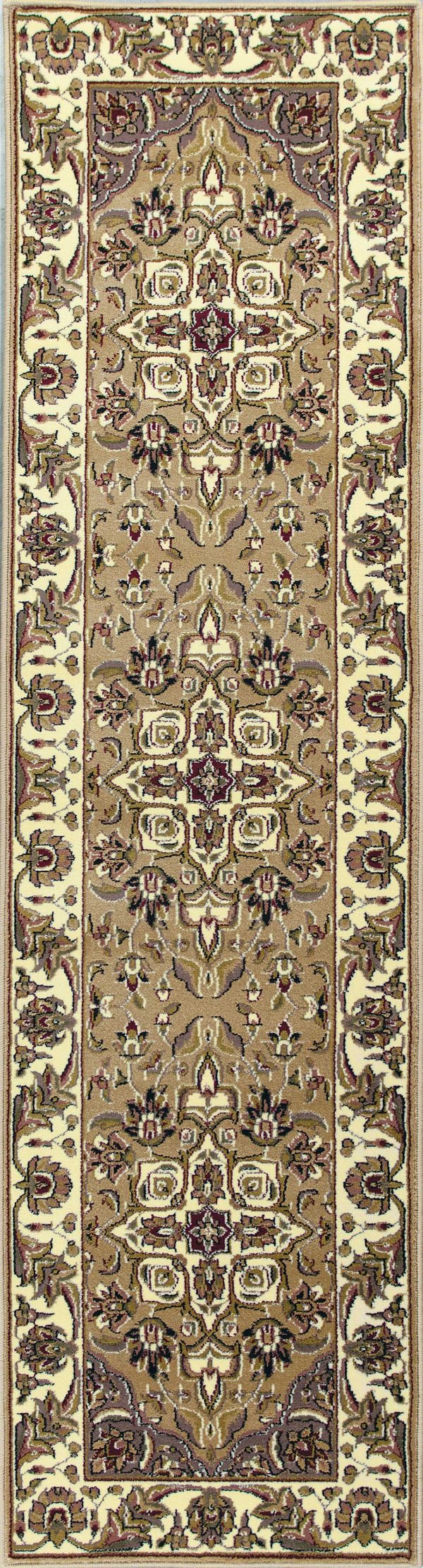 5'x8' Beige Ivory Machine Woven Floral Medallion Indoor Area Rug - Image 4