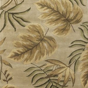 3'x5' Sand Beige Hand Tufted Tropical Leaves Indoor Area Rug