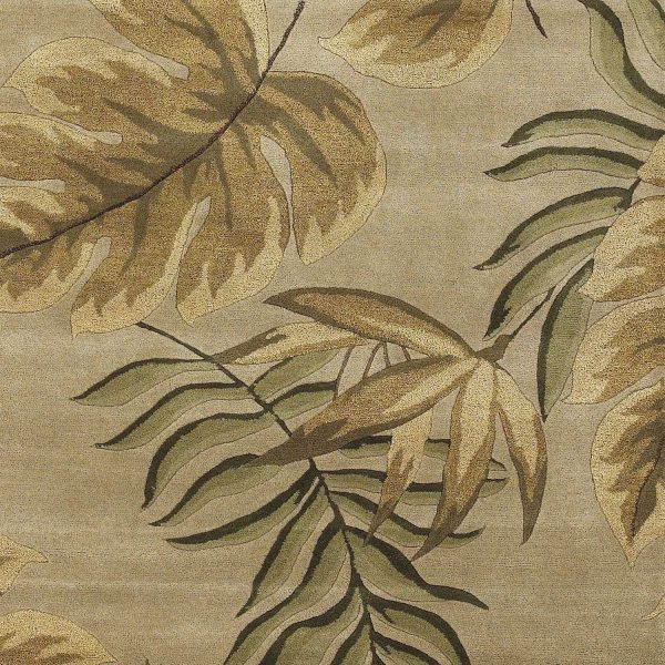 3'x5' Sand Beige Hand Tufted Tropical Leaves Indoor Area Rug - Image 2