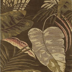 3' x 5' Mocha Leaves Wool Area Rug