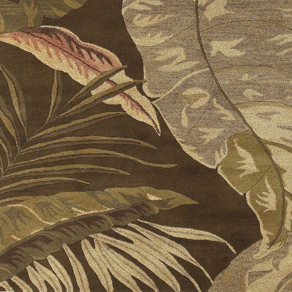 3' x 5' Mocha Leaves Wool Area Rug - Image 2
