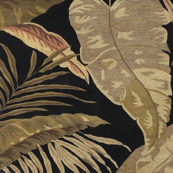 3'x5' Midnight Black Hand Tufted Tropical Leaves Indoor Area Rug - Image 2