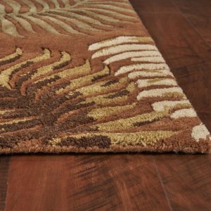 3' x 5' Rust Fern Leaves Wool Area Rug