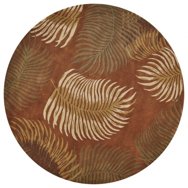3' x 5' Rust Fern Leaves Wool Area Rug - Image 2