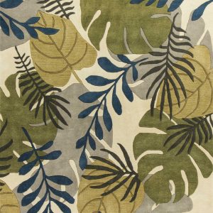 3' x 5' Ivory Leaves Wool Area Rug