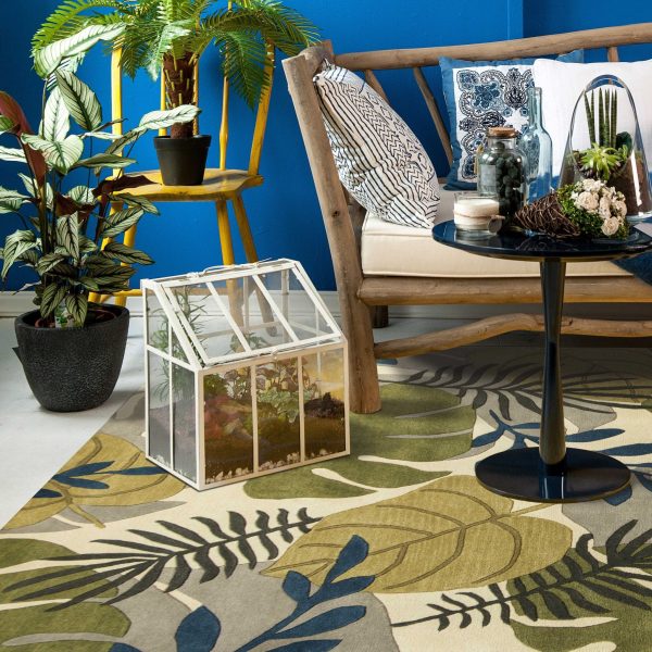 3' x 5' Ivory Leaves Wool Area Rug - Image 2