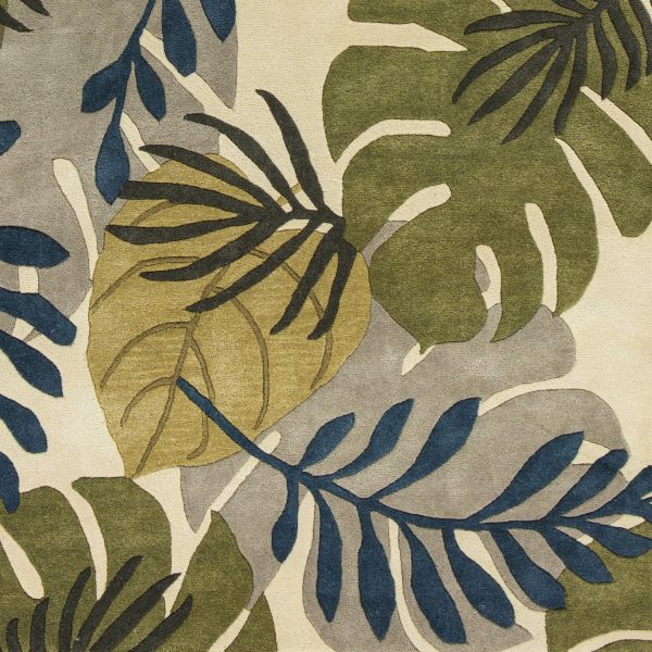 3' x 5' Ivory Leaves Wool Area Rug - Image 3