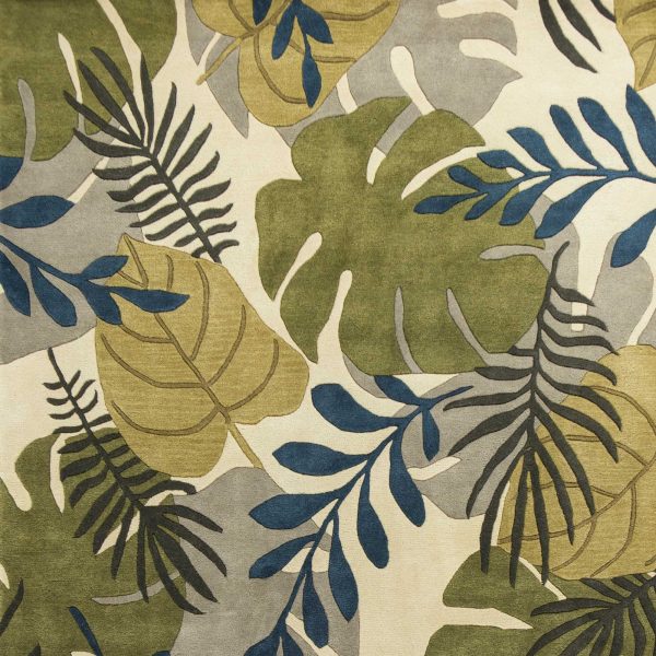 3' x 5' Ivory Leaves Wool Area Rug - Image 4