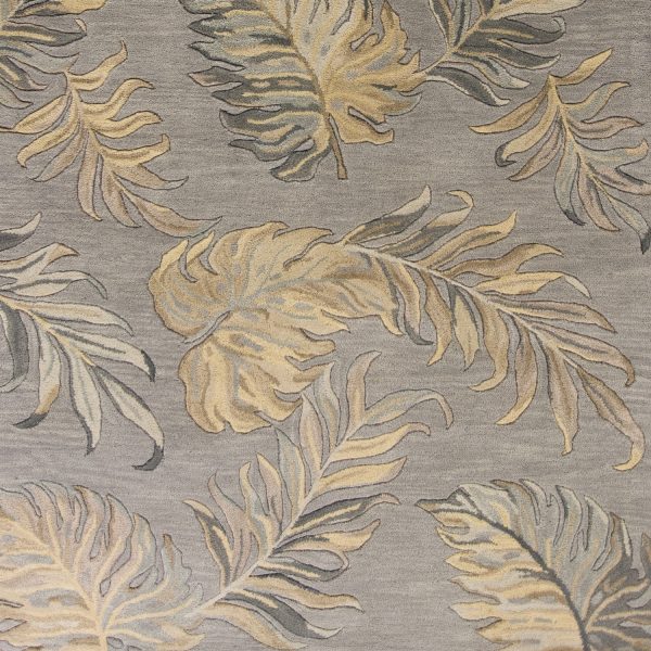 3'x5' Grey Hand Tufted Tropical Palms Indoor Area Rug - Image 2