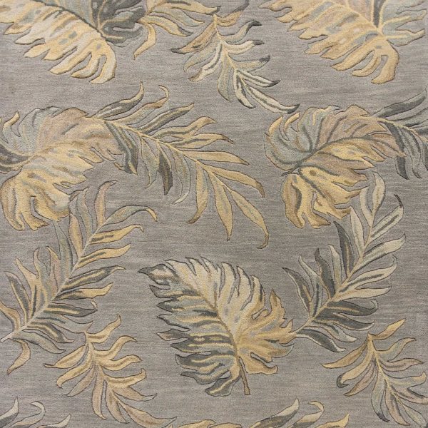 3'x5' Grey Hand Tufted Tropical Palms Indoor Area Rug - Image 3