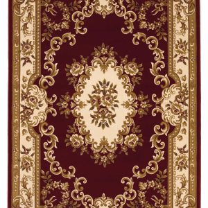 5' x 8' Red or Ivory Floral Bordered Indoor Area Rug