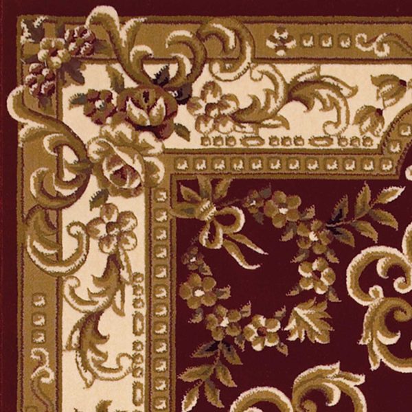 5' x 8' Red or Ivory Floral Bordered Indoor Area Rug - Image 2