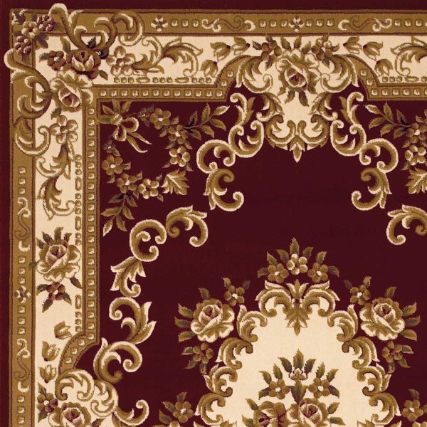 5' x 8' Red or Ivory Floral Bordered Indoor Area Rug - Image 3