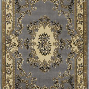 5' x 8' Slate Blue Floral Bordered Indoor Area Rug