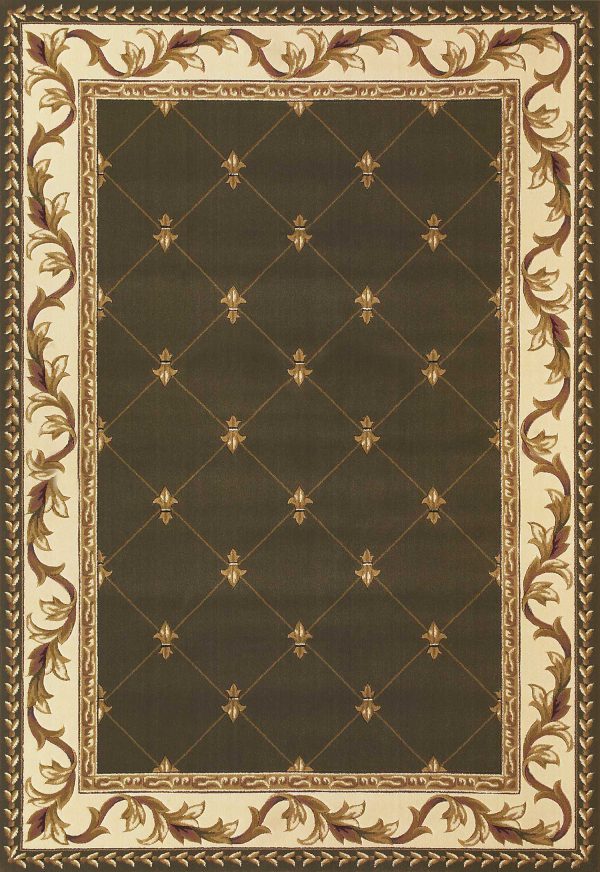 5'x8' Green Machine Woven Hand Carved Fleur De Lis Indoor Area Rug