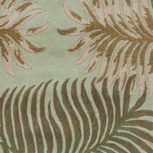8' Aqua Blue Hand Tufted Tropical Leaves Indoor Runner Rug
