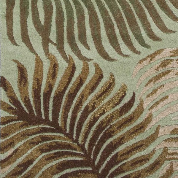 8' Aqua Blue Hand Tufted Tropical Leaves Indoor Runner Rug - Image 3