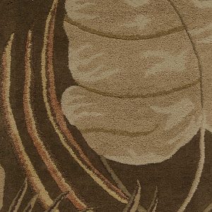 8' Mocha Brown Hand Tufted Tropical Leaves Indoor Runner Rug